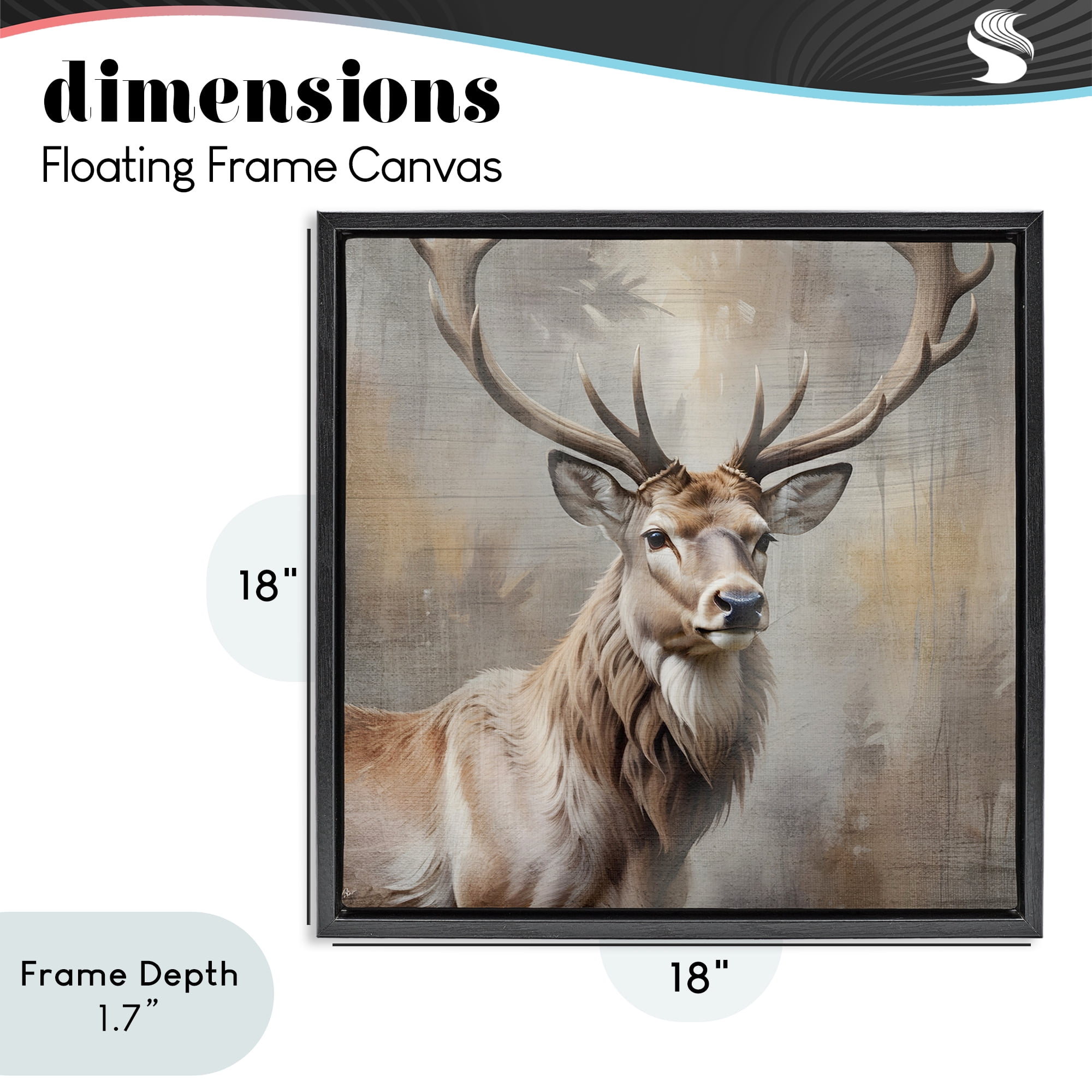 Stupell Industries Rustic Stag with Majestic Glance Black Framed Floater Canvas Wall Art, design by Susan Arnot