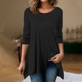 thumbnail image 2 of Women's Long Sleeve T Shirts Tunic Tops Round Neck Flowing Basic Solid Daily Pullover Shirts Plus Size Blouses Black,3XL, 2 of 6