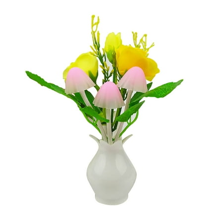 

Welling Colorful Van Base Lovely Rose Mushroom Light Sensor 4 LED Night Light Home Decor
