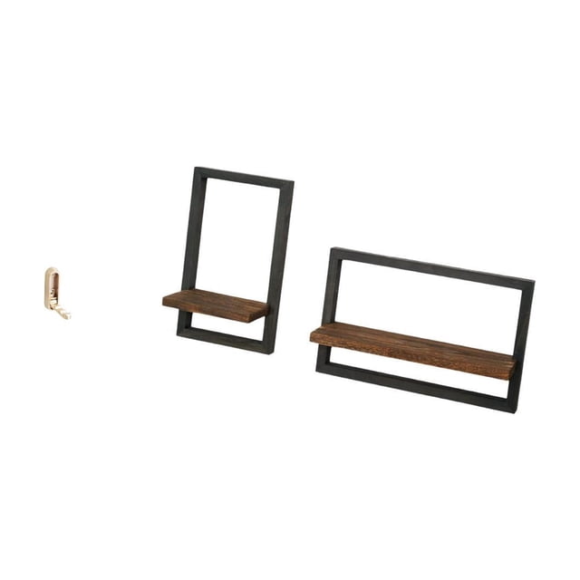 Organizador de pared plegable con ganchos y estantes flotantes de madera para soluciones de almacenamiento y exhibición en baños, armarios, cocinas y