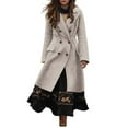 thumbnail image 2 of Wool Coats for Women Fall Winter Dress Double Breasted Jackets Long Trench Coat, 2 of 6