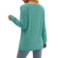 thumbnail image 4 of Women Long Sleeve Solid Color Sweetheart Collar Elegant Casual Print Blouse Sweatshirt Tunics Pullover Gourd Green XXL, 4 of 5