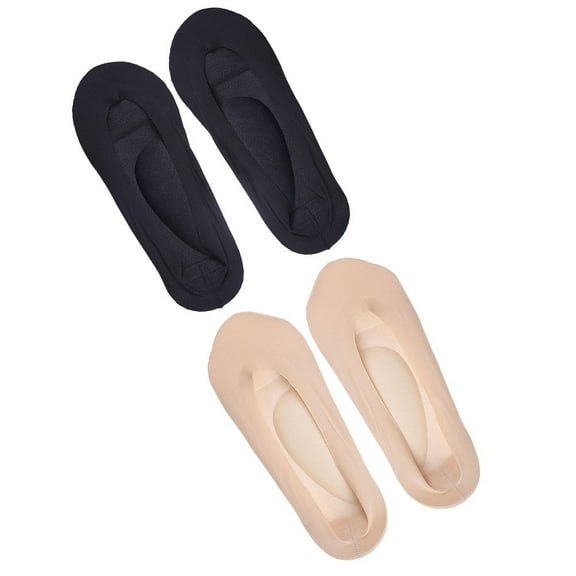 HEANUJJ 2 Pairs Invisible Ice Silk Sock For Ladies Assorted Color Machine Washable Shallow Mouth Design