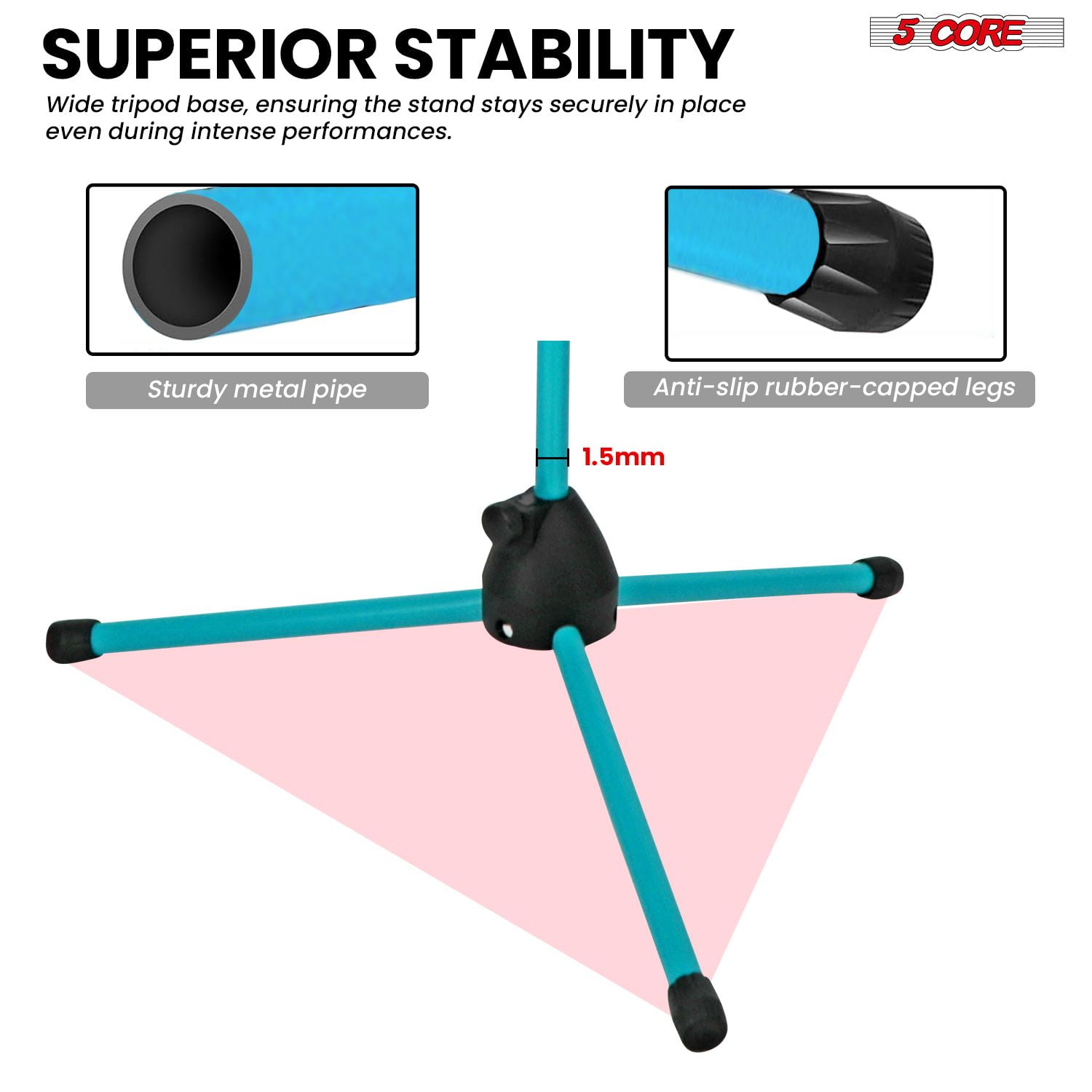 Mic Stand Floor Height Adjustable Tripod Microphone Stands w Extending Telescoping Boom Arm - MS DBL G SKY BLUE