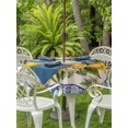 thumbnail image 3 of Outdoor Tablecloth with Umbrella Hole for Patio/Picnic/Party/Camping, Summer Lemons Waterproof Table Cloth Round Cover Washable, Vintage Yellow Fruit Flower Blue Ethnic Plaid (Dia 54"), 3 of 9