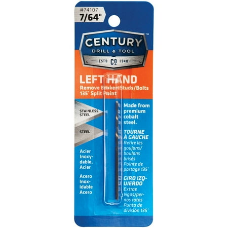 

2Pc Century Drill & Tool 7/64 In. Cobalt Steel Left Hand Drill Bit