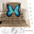 thumbnail image 5 of Blue Butterfly Blanket Soft Cozy Warm Throw Blanket for Couch, Plush Fuzzy Flannel Fleece Blankets for Sofa, Vintage Animal Artwork Brown Wooden Grain Bed Blankets Lightweight Gifts for Men, 40"x50", 5 of 9