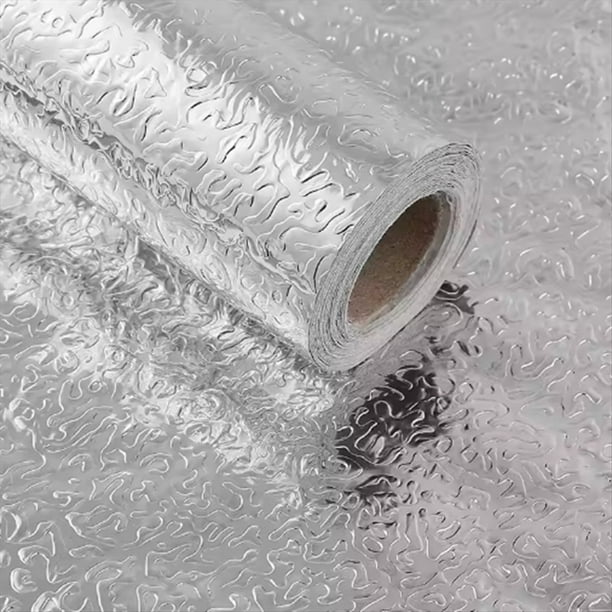 Adhesivo de Pared Autoadhesivo de PVC Cepillado Plateado, Impermeable, para Armario, Muebles, C