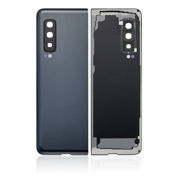 Replacement Back Cover Glass With Camera Lens Compatible For Samsung Galaxy Fold 4G (F900) (Cosmos Black) (Space Silver)