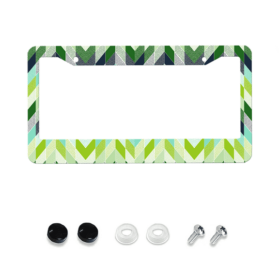 Square With Polka Dot License Plate Holder, Light Green Wavy License Plate Frame, Front And Rear License Plate Covers, 2-Hole License Plate Decoration, Car Label Accessories, 12x6 Inches