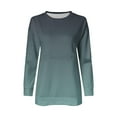 thumbnail image 3 of Fmbrln Womens Trendy Gradient Print Hoodless Sweatshirts Casual Long Sleeve Crew Neck Pullover Sweatshirts Blue L, 3 of 5