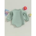 thumbnail image 5 of Baby Sweatshirt Romper 3 6 12 18M Ruffle Long Sleeve Round Neck Solid Color Bodysuit Infant Fall Outfit, 5 of 10