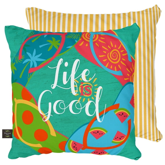 Briarwood Lane Indoor/Outdoor Pillow 17x17 Flip Flops Summer Decorative For Summer Pillow