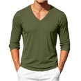 thumbnail image 2 of Men's T-Shirts Solid Color V-Neck Mesh Long Sleeve Pullover Casual Daily Wear Breathable Lightweight Top Blouse For Outdoor Sports Home Activity, 2 of 9