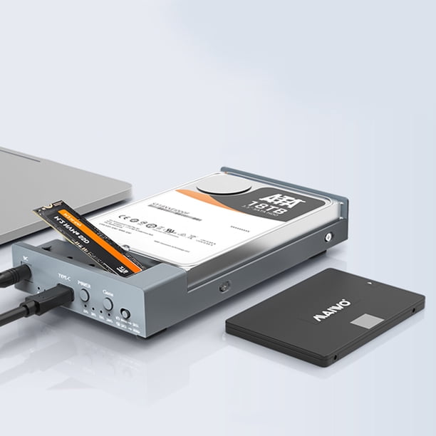 Dual Bay Enclosure with Offline Clone NVME M.2 Duplicator USB-C 10Gbps NVME Cloner Dock for M.2 NVMe and External SATA Hard Disk