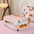 thumbnail image 5 of Erosebridal Kawaii Spooky Animal Zipper Twin Comforter Sets with Fitted Sheet and 2 Pillowcases, Cartoon Pumpkin Zipper Bedding Set for Girls, Blush Pink Orange Black, Pink Reversible, 5 of 7