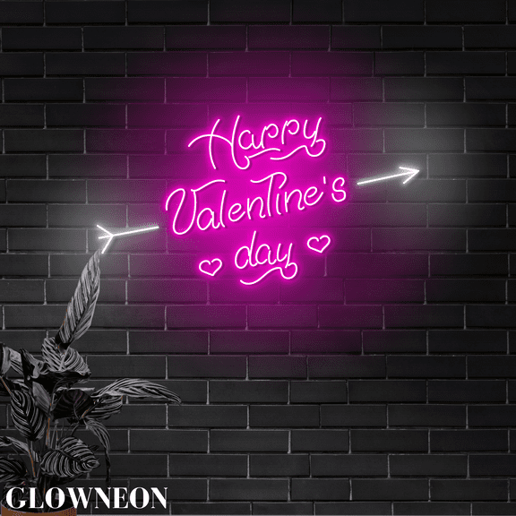 Glowneon Happy Valentine's Day Neon Decoration, Valentines Party Sign