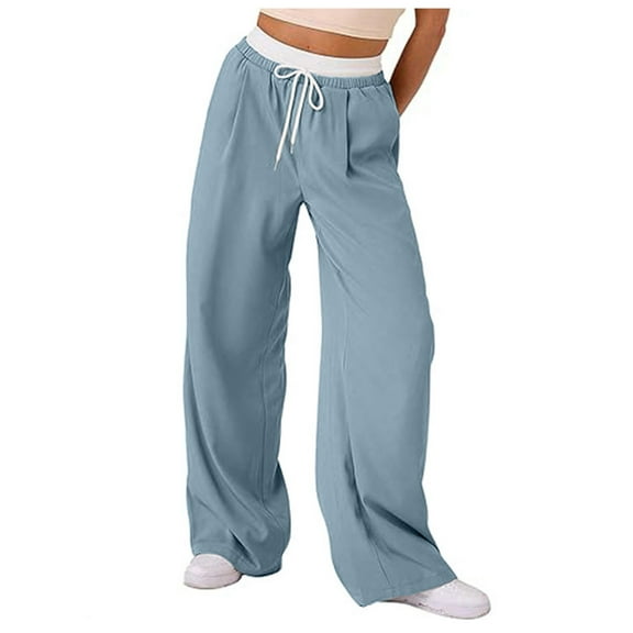 Womens Casual High Waist Wide Leg Pants with Drawstring Comfortable Relaxed Fit and Side Pockets Trendy Stylish Outfit