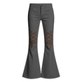 thumbnail image 4 of Glisme Teen Girls Trousers Colorblock Zip Front With Pockets Autumn Soft Girls Flare Leg Pants, 4 of 4