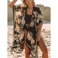 thumbnail image 2 of Charmo Womens Geometric Print Swim Cover Up Open Front Loose Casual Resort Beachwear, 2 of 3