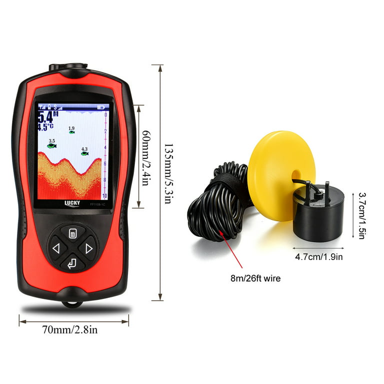 Lucky Portable Fish Finder Transducer Sonar Sensor 147 Feet Water Depth Finder LCD Screen Echo Sounder Fishfinder for Ice Fishing Sea Fishing, Size