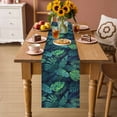 thumbnail image 2 of Tropical Plants Table Runner 70 Inches, Summer Watercolor Teal Green Palm Leaves Bed Runner Dresser Scarves Tabletop for Indoor Outdoor Parties/Ceremony/Banquet, 13" x 70", 2 of 9