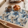 thumbnail image 3 of Vintage Leaves Placemats Set of 1, Blue Tropical Plant Linen Texture Non-Slip Place Mats Washable Table Mats for Kitchen Dining Table Decorations Indoor/Outdoor, 3 of 9