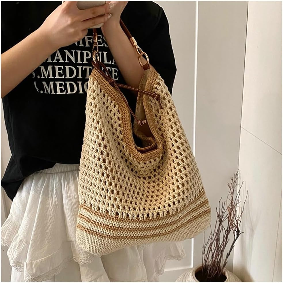 Bohemia Straw Beach Bag Women Macrame Crossbody Purse Shoulder Tote Bag Travel Beach Bag Summer Top-handle Hobo Bags 2025