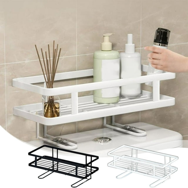 Sentmoon Bathroom Shower Organizer Shower Caddy Punch- Toilet Tank Rack Multifunctional Bathroom Shower Storage Rack Toilet Top Rack