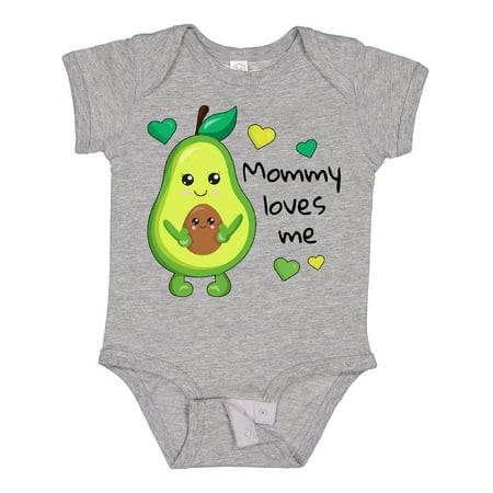 

Inktastic Mommy Loves Me with Avocado Baby and Green Hearts Gift Baby Boy or Baby Girl Bodysuit