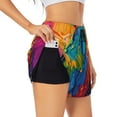 thumbnail image 3 of Lsque Vibrant Parrot Splash Art Printed Women's Running Shorts with Liner Pockets,Elastic Quick Dry Workout Athletic Gym Yoga Shorts,Womens High Waist Shorts-Large, 3 of 9