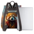 thumbnail image 3 of Balery Prairie Meditating Raccoon Mochila de Cuero para Mujeres, Gran Capacidad, Bolsa de Viaje Multifuncional, Mochila de Cuero y Bolsa de Hombro para Mujeres, 3 of 4