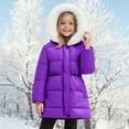 thumbnail image 2 of newwalpole Girls Winter Coats Hooded Sherpa Lined Lightweight Jacket Thick Warm Puffy Waterproof Windproof Cotton Shiny Jackets Purple for Size 3-4 Years, 2 of 6