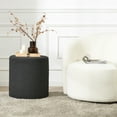 thumbnail image 2 of Modern Round Boucle Upholstered Ottoman with Soft Padded Seat, Multi-Functional Sofa Footrest, Side Table, Extra Seating for Living Room, Bedroom, Entryway (Black, 18" D x 18" W x 18.3" H), 2 of 9