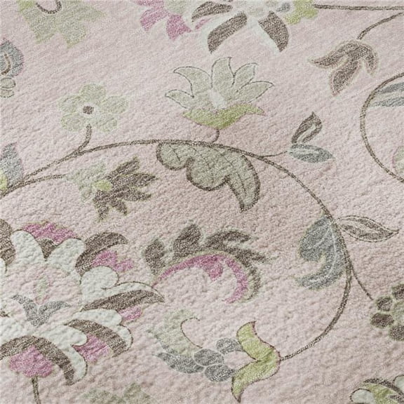 Addison Rugs Mayfield Premium Machine Washable Transitional Floral Pink Rectangle Rug, 5' x 7'6"