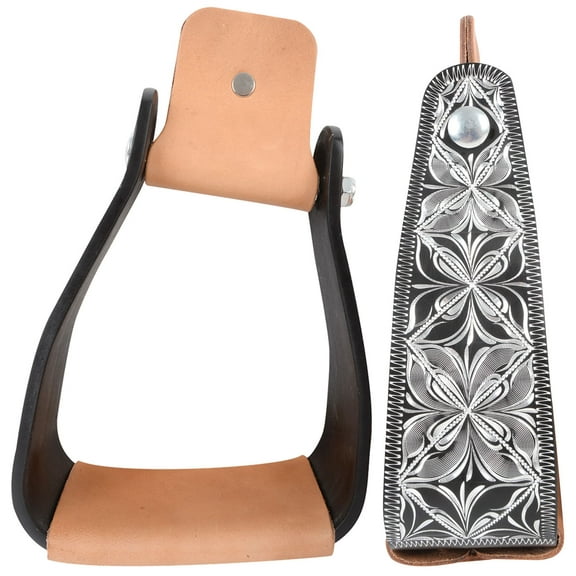 Cashel Slanted Engraved Stirrups, 3" Color: Black