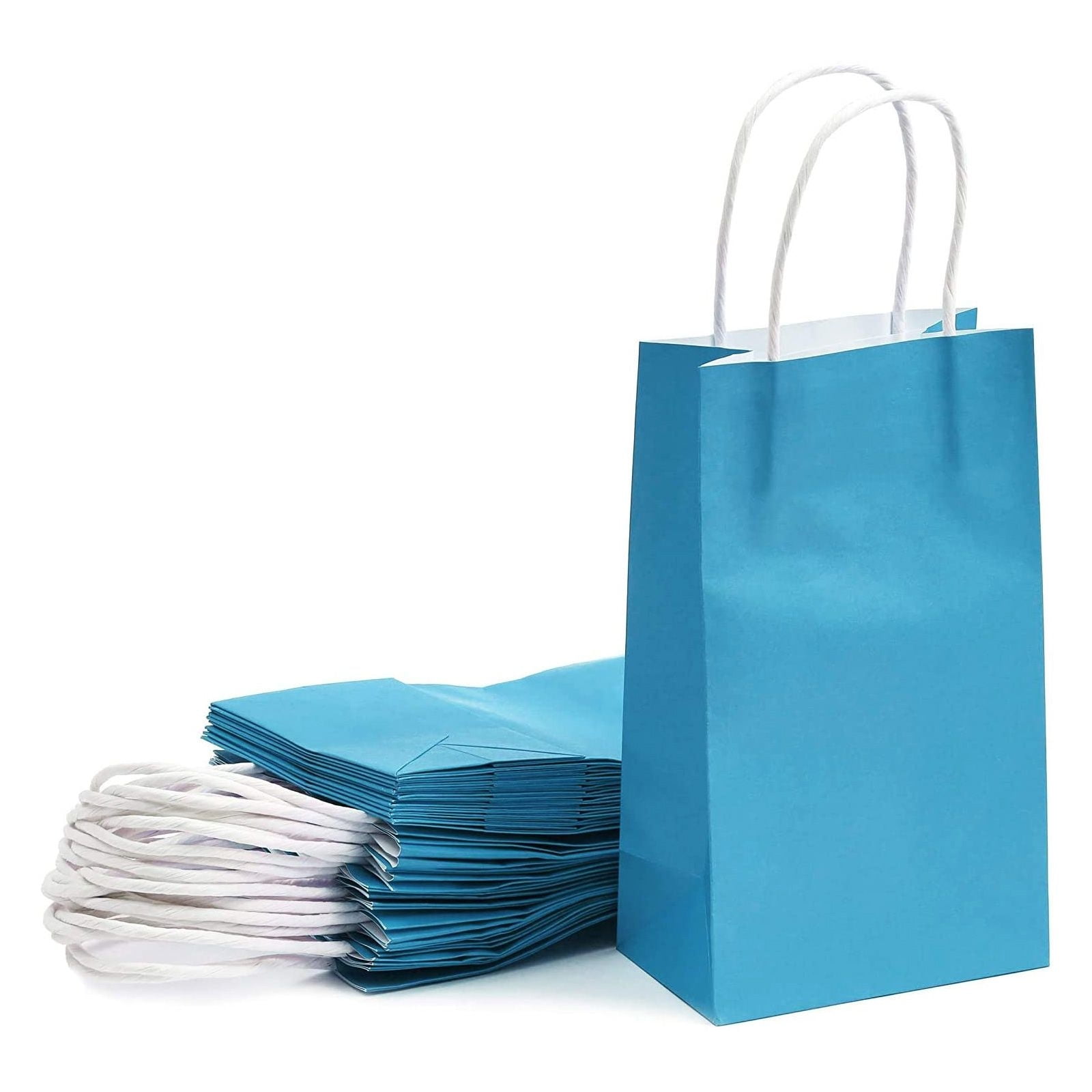 BLUE CANDY STRIPE PAPER BAGS GIFT SHOP PARTY SWEETS CAKE WEDDING-3 SIZES 