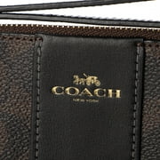 Coach Women's Small Corner Zip Wristlet in Signature Canvas (Walnut / Black)