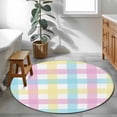 thumbnail image 3 of Round Rugs 3 Ft, Easter Plaid Non Slip Area Rugs for Kitchen Bedroom Entryway, Spring Buffalo Plaid Simple Colorful Washable Carpet Runner Rug Floor Mats for Bedroom Home Decor, 3 of 8
