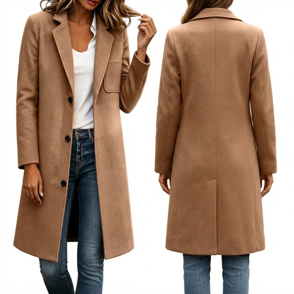 PBFRDSJ Warm Single Breasted Peacoat Jacket Notched Lapel Collar Long Sleeve Heavyweight Peacoat for Street Office Business