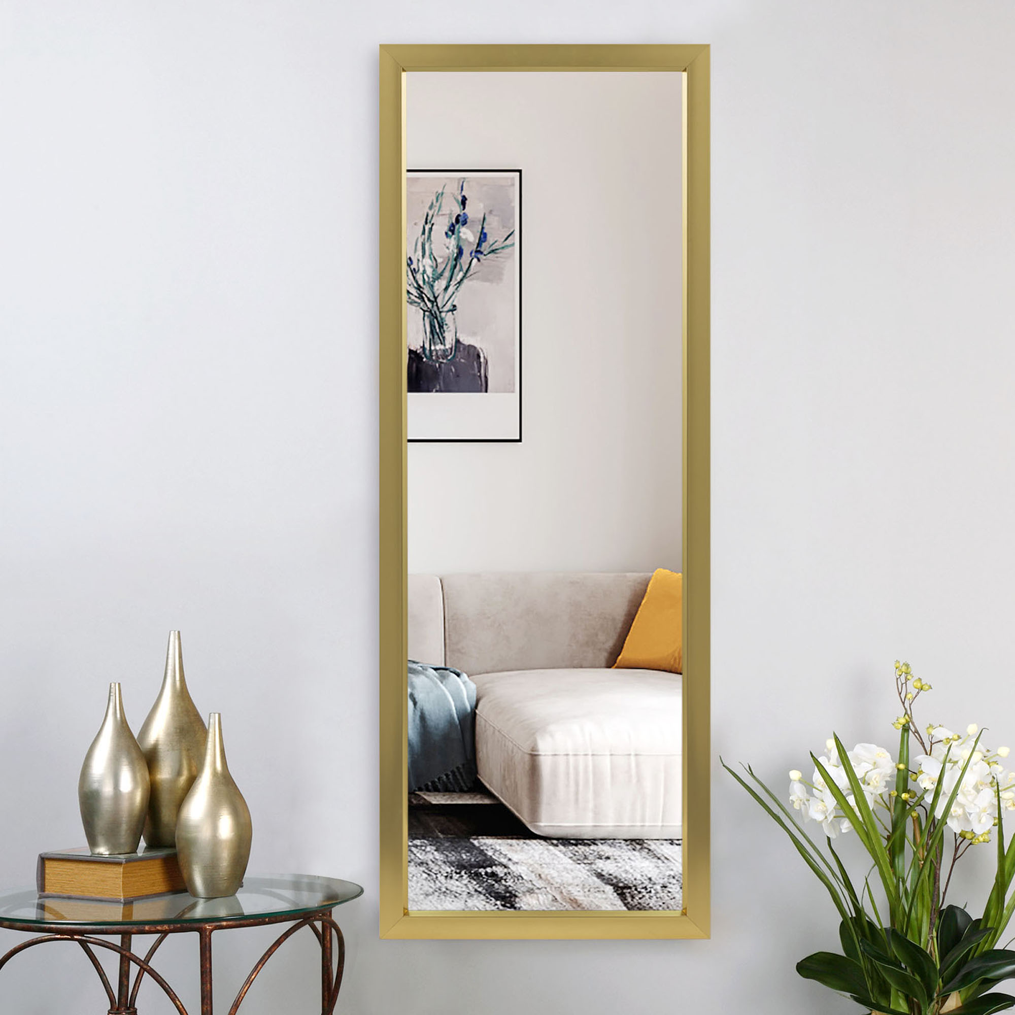 NeuType Floor Mirror Wall Mounted Leaning Hanging Rectangle Champagne ...