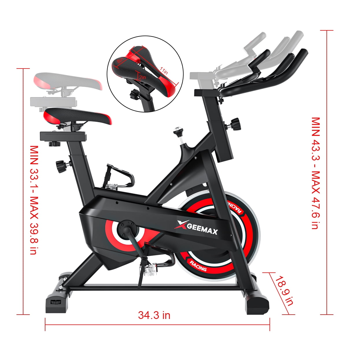 GEEMAX Exercise Bike Indoor Gym Bicycle Cycling Cardio Fitness Training Sport UK 