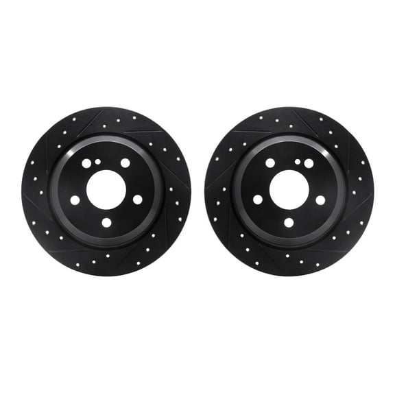 Dynamic Friction Company Rear Brake Rotors-Drilled and Slotted-Black 8002-63110