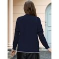 thumbnail image 5 of Women'S Color Block Long Sleeves Sweater Fall Button Down Casual Coatigan Soft Knit Coat with Pocket Navy Blue XL, 5 of 8