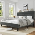 thumbnail image 2 of Bolvdo King Bed Frame with Velvet Upholstered Headboard, Metal Support, No Box Spring Needed, Noise Free, Easy Assembly, 2 of 8