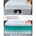 thumbnail image 7 of Teal Ombre Wrap Around Bed Skirts for Queen Bed 16" Drop,Bed Skirt with Adjustable Elastic Belt Dust Ruffle Bed Valance for Bedroom Hotel Turquoise White Gradient Modern Abstract Art Bed Frame Cover, 7 of 7