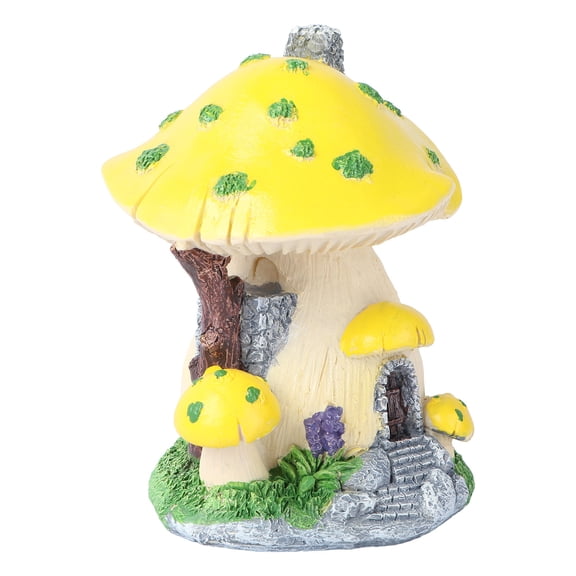 Toddmomy Creative Mushroom House Model for Fairy Garden Decor Yellow Synthetic Resin Miniature Landscaping
