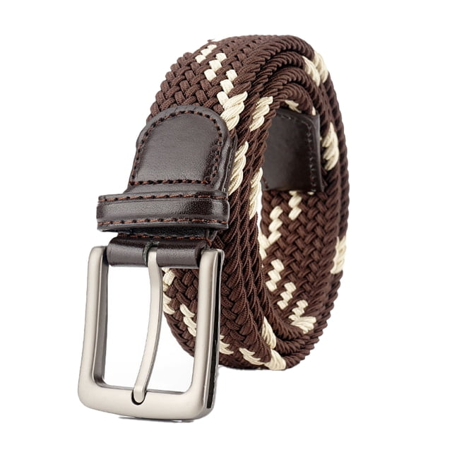 Qarigey Pantalones Pantalones cortos Cinturón Mujer Cintura trenzada Moda Cintura Banda Correa Adultos Hebilla Sin agujeros Decoración Cinturones Café y Caqui