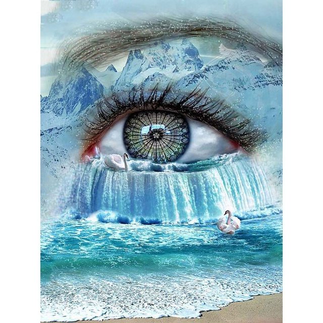 Pintura de diamante 5D, paisaje de ojos, arte de diamante, bordado, paisaje marino, decoración del hogar, mosaico, regalo hecho a mano, 12x16 pulgadas