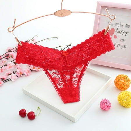 

HWRETIE Women Hipster Underwear Women s Lace Lingerie Knickers G-string Thongs Panties Underwear Briefs Clearance Red One Size